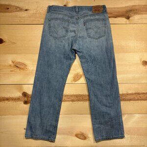 Levis 501 Jeans Mens 36x30 Blue Denim Pants Button Fly Straight Leg Light Wash